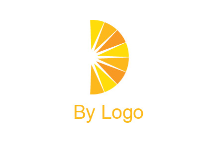 half abstract sun is forming shape of letter D logo