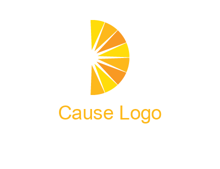 half abstract sun is forming shape of letter D logo