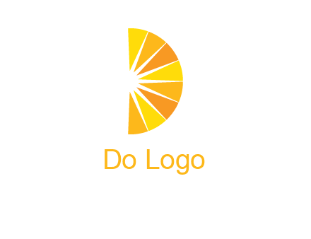 half abstract sun is forming shape of letter D logo