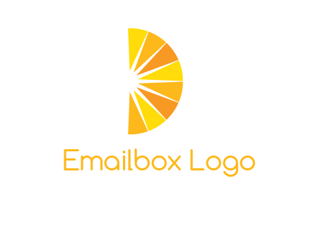 half abstract sun is forming shape of letter D logo