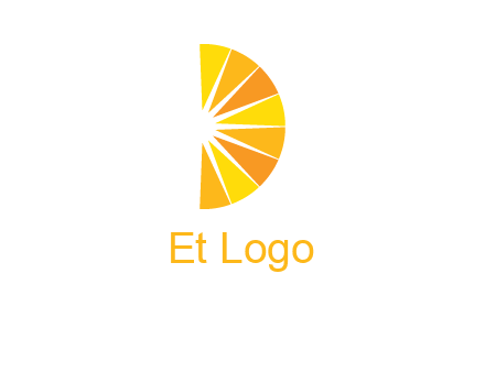 half abstract sun is forming shape of letter D logo