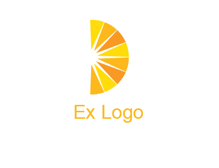 half abstract sun is forming shape of letter D logo