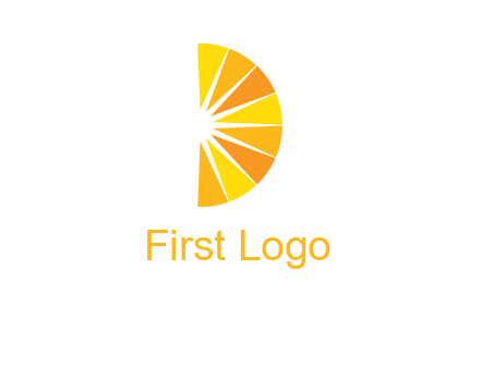 half abstract sun is forming shape of letter D logo