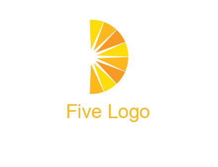 half abstract sun is forming shape of letter D logo