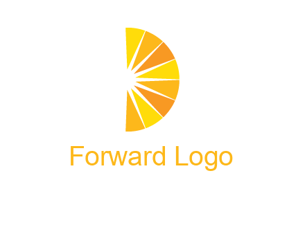 half abstract sun is forming shape of letter D logo