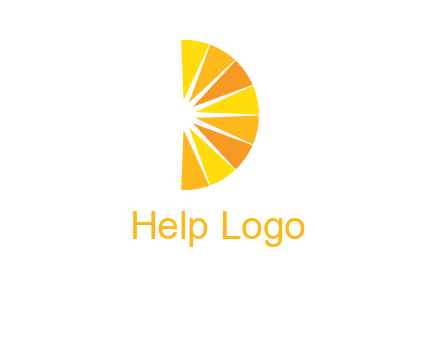 half abstract sun is forming shape of letter D logo