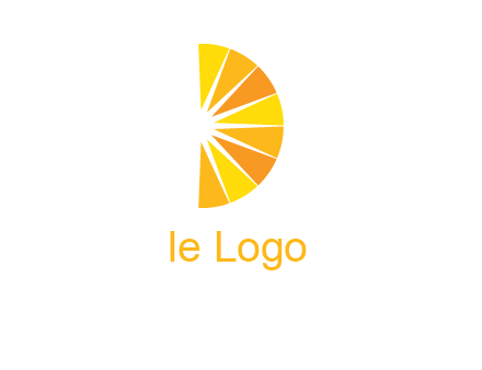 half abstract sun is forming shape of letter D logo