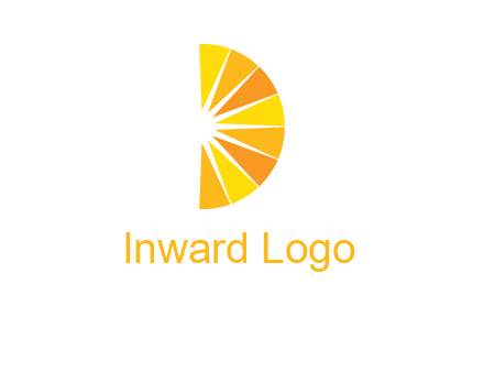 half abstract sun is forming shape of letter D logo