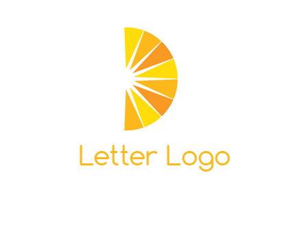 half abstract sun is forming shape of letter D logo
