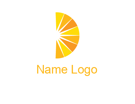 half abstract sun is forming shape of letter D logo