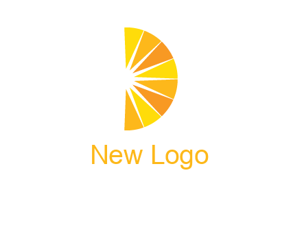 half abstract sun is forming shape of letter D logo