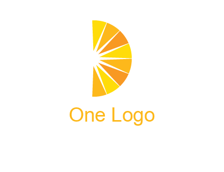 half abstract sun is forming shape of letter D logo