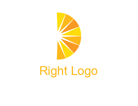 half abstract sun is forming shape of letter D logo