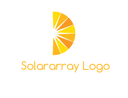 half abstract sun is forming shape of letter D logo