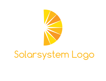 half abstract sun is forming shape of letter D logo