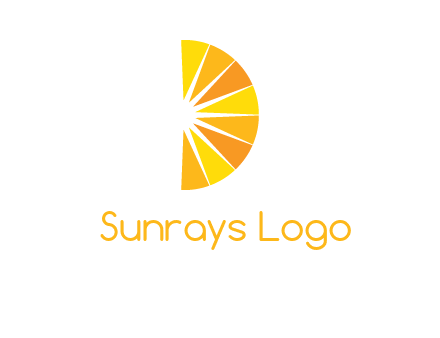 half abstract sun is forming shape of letter D logo