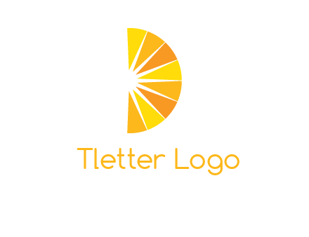 half abstract sun is forming shape of letter D logo