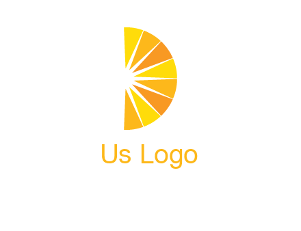 half abstract sun is forming shape of letter D logo