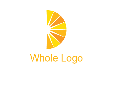 half abstract sun is forming shape of letter D logo