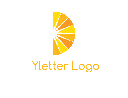 half abstract sun is forming shape of letter D logo