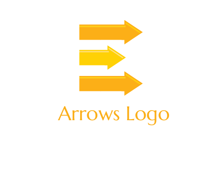 Letter E shaped is formed by three arrows logo