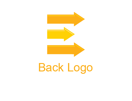 Letter E shaped is formed by three arrows logo