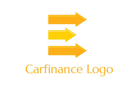 Letter E shaped is formed by three arrows logo