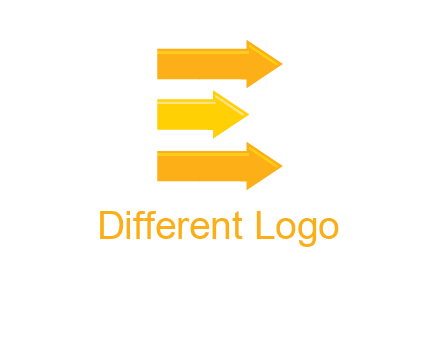Letter E shaped is formed by three arrows logo