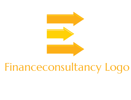 Letter E shaped is formed by three arrows logo