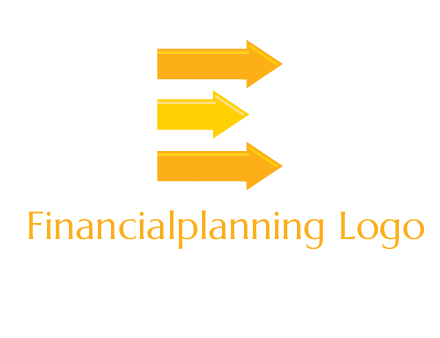 Letter E shaped is formed by three arrows logo