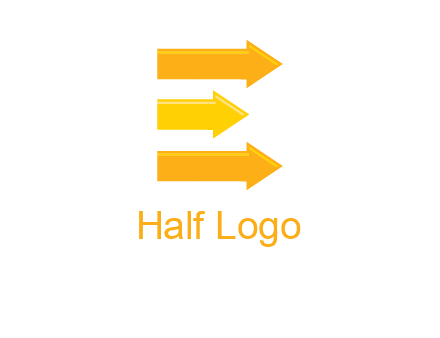 Letter E shaped is formed by three arrows logo