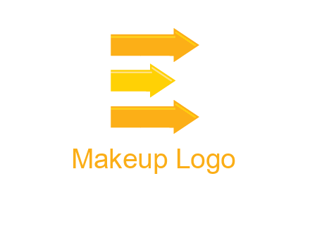 Letter E shaped is formed by three arrows logo