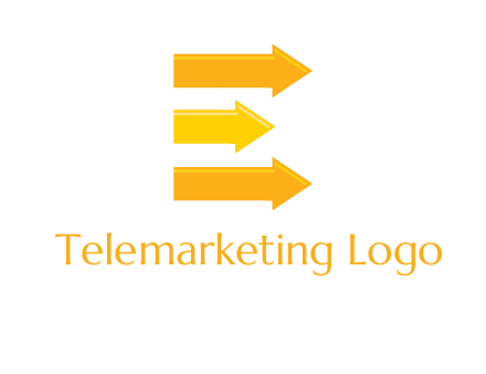 Letter E shaped is formed by three arrows logo