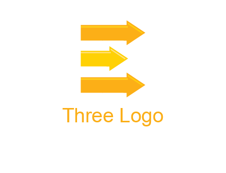 Letter E shaped is formed by three arrows logo