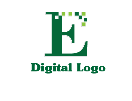 letter e incorporated with technology pixels logo