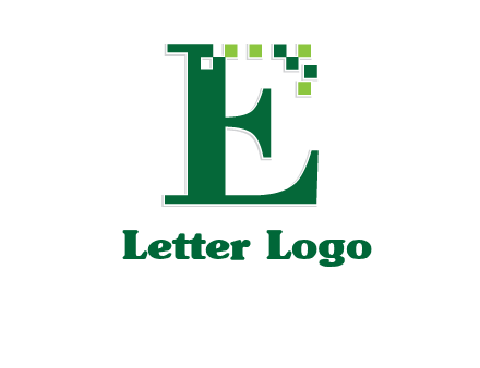 letter e incorporated with technology pixels logo