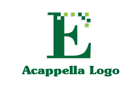 letter e incorporated with technology pixels logo