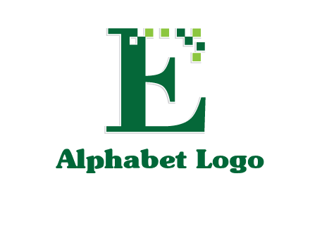 letter e incorporated with technology pixels logo