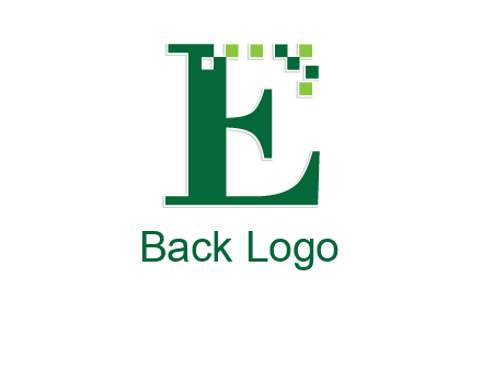 letter e incorporated with technology pixels logo