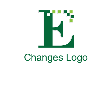 letter e incorporated with technology pixels logo