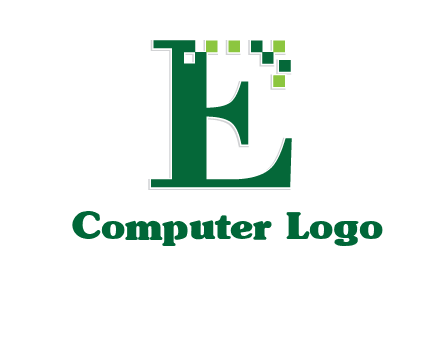 letter e incorporated with technology pixels logo