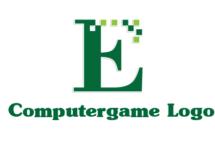 letter e incorporated with technology pixels logo