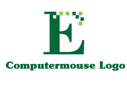 letter e incorporated with technology pixels logo