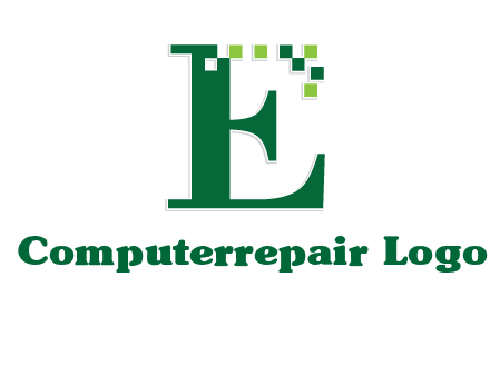 letter e incorporated with technology pixels logo