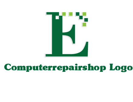 letter e incorporated with technology pixels logo