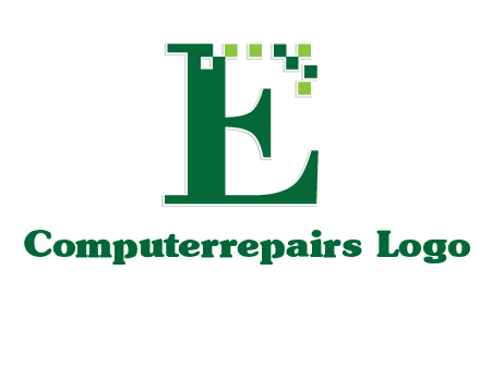 letter e incorporated with technology pixels logo