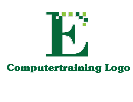 letter e incorporated with technology pixels logo