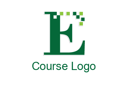 letter e incorporated with technology pixels logo