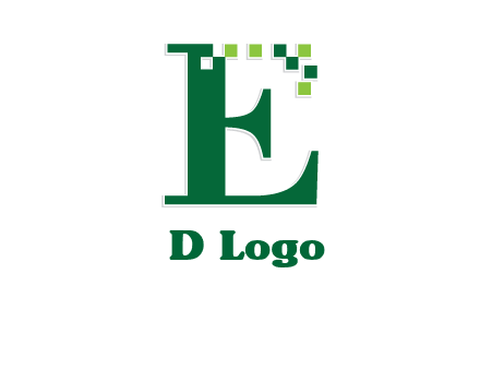 letter e incorporated with technology pixels logo