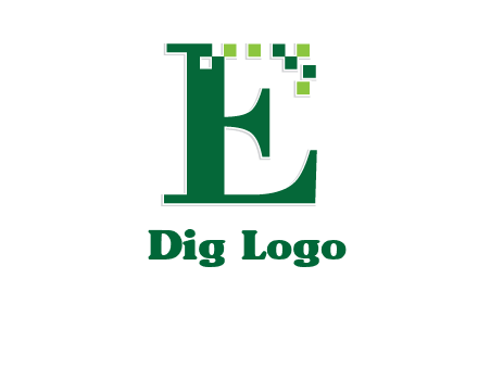 letter e incorporated with technology pixels logo